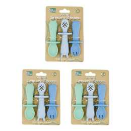 3x Koala Dream Food-Grade Silicone Animal Sensory Spoons - Blue Green 0y+