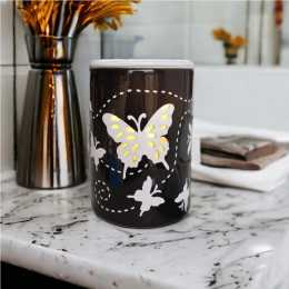 Fin Black Butterfly Laser Cut Ceramic Electric Oil Burner Lamp With A Wax And Bulb