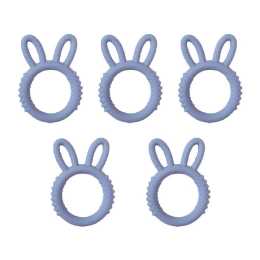 5x LVD Silicone Baby Teether Toy Toddler Chew Soothe Bunny Ring 10cm Assorted