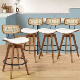 4x ALFORDSON Bar Stools Rattan Swivel White