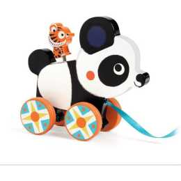 Djeco Wooden Billie Panda Pull Along 19cm Educational Toy Kids/Children 18m+