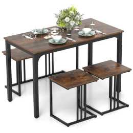 Costway 4pcs Dining Table Set Wooden Kitchen Restaurant