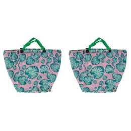 2PK Annabel Trends Shopping/Grocery Trolley Bag 38x68cm Reusable Monstera Pink