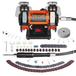 Jewelry Polisher, Bench Grinder Polishing & Buffing Machine, 3590RPM Bench Lathe Polisher with 1 Wool Wheel & 1 Abrasive Fiber Wheel & 1 Grinding Wheel & 100pcs