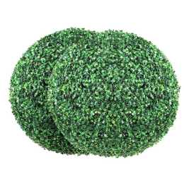 Artificial Topiaries Boxwood Trees, 24” Tall (2 Pieces), Ball-Shape Faux Topiaries Plant, All-year Green Feaux Plant Decorative Balls for Backyard, Balcony,Garden, Wedding and Home