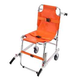 EMS Stair Chair, 159 kg Load Capacity, Foldable Aluminum Emergency Stair Climbing Wheelchair with 2 Wheels, Portable Stair Lift Chair Ambulance Firefighter Evacuation Use for Elderly,