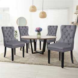 ALFORDSON 4x Dining Chairs Kitchen Lounge Padded Diamond Tufted Fabric Grey