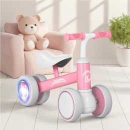 Advwin Baby Balance Bike Colorful Lighting Wheel Toddler Ride on Bicycle Toy Pink
