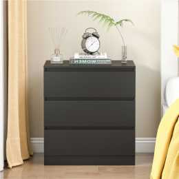 Advwin Bedside Table 3 Drawers Nightstand Side Table Bedroom Storage Furniture Black