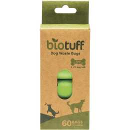 Biotuff Dog Waste Bags Refill 4 x 15 Bag Rolls 60 Pack