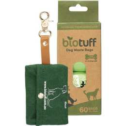 Biotuff Dog Waste Bags & Dispenser 4 x 15 Bag Rolls 60 Pack