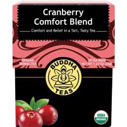 BUDDHA TEAS Organic Herbal Tea Bags Cranberry Comfort Blend 18pk
