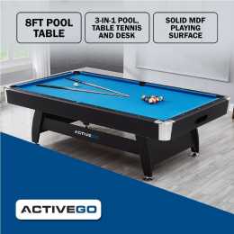 ActiveGo BreakShot 8ft Pool Table with 3-IN-1 Top