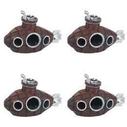 4PK Dudley's World Of Pets Aquarium/Fish Tank Submarine Ornament Decor 12cm