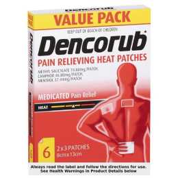 Dencorub Pain Relieving Heat Patches 6 Pack