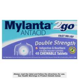 Mylanta 2Go Antacid Double Strength 48 Chewable Tablets