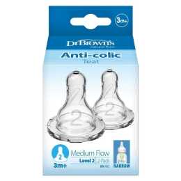 Dr Brown's Narrow Neck Level 2 Teats 2 Pack