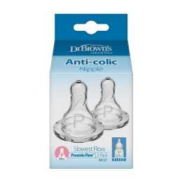 Dr Brown's Narrow Neck Preemie Teats 2 Pack