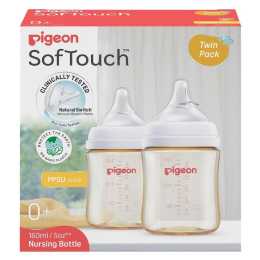 Pigeon SofTouch PPSU Baby Bottle 0+ Months 2 x 160ml