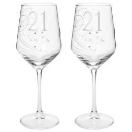 2PK Gibson Gifts 21 Birthday Crystal Wine Glass Toasting Tumbler Drinkware Clear