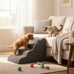 4-Step PaWz Non-Slip Pet Stairs High-Density Foam