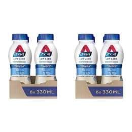 2x 6pc Atkins Low Carb Protein Shake 330ml Smooth Chocolate Sugar Free Drink