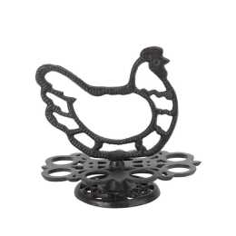 Catzon Cast Iron Eggs Holder Rooster Shaped Design Can Holds 12 Eggs-A