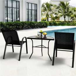 ALFORDSON 3PCS Outdoor Table and Chairs Bistro Set Black