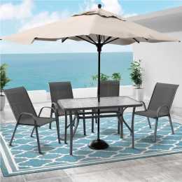 ALFORDSON 5PCS Outdoor Dining Set Table and Chairs Patio Furniture Grey
