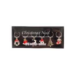 6pc Bread and Butter Alloy/Steel Various Christmas Mix Wine Glass Charm Set product image