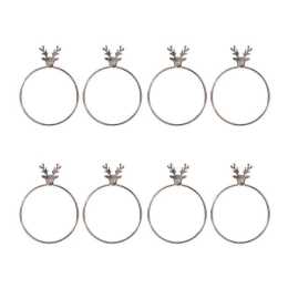 2x 4pc Bread and Butter Alloy Stag Head Napkin Rings Serviette Holder Silver