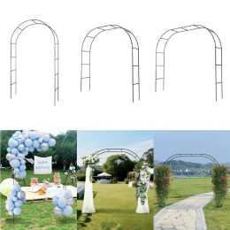 ACA Black Metal Garden Arch Pergola Pavilion Wedding Outdoor Home Lawn Climbing Plant Arbour Stand DIY