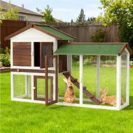 Advwin Rabbit Hutch Chicken Coop Bunny House Run Cage Wooden Pet House