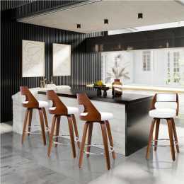 4x ALFORDSON Bar Stools Swivel Wooden White