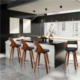 4x ALFORDSON Bar Stools Swivel Wooden Black