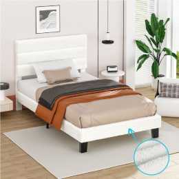 ALFORDSON Bed Frame King Single White Boucle Upholstered