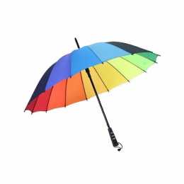 16 Bone Long Handle Straight Pole Rainbow Umbrella Manual Clear Canopy Windproof