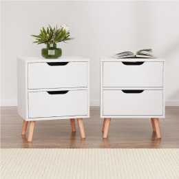 Artiss Bedside Table Side Table 2 Drawers - BODEN White Sef of 2