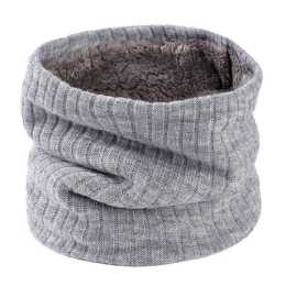 For Women Men Neck Warmer Tube Winter Knitted Scarf Thermal Warm Thicken Chunky Light Grey Scarf