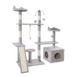103cm-151cm Cat Tree i.Pet Scratching Post Scratcher 135cm Light Grey