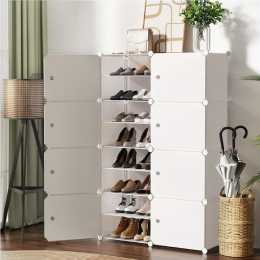 Artiss Shoe Cabinet DIY Cube Box Portable Storage Organiser Stand Wardrobe 8CUBE