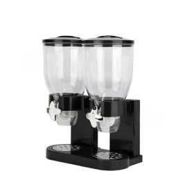 Double Cereal Dispenser Dry Food Grains Containers Nuts Storage Box Dispensers Black