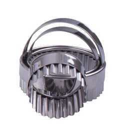 3pc Appetito Stainless Steel Crinkle Dough Scone Cutters w/ Handle Bakeware