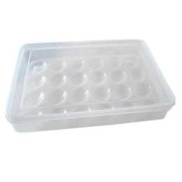 Egg Holder For Refrigerator, Deviled Egg Tray Carrier With Lid Fridge Egg Storage Stackable Plastic