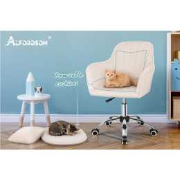 ALFORDSON Velvet Office Chair Computer Desk Chairs Swivel Fabric Armchair Work Seat Adult Kids Orla Series Light Grey - Linen Fabric