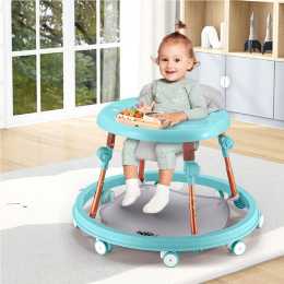 Playpals 3-IN-1 Baby Walker Adjustable Stroller Activity Kids Ride On Toy Mint