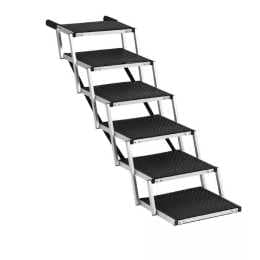 Foldable Dog Ramps 6 Steps Adjustable Height Dog Stair Portable Aluminium