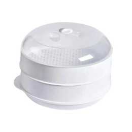 Microwave Steamer 2 Tier Double layer Cooking Meals Vegetables Kitchen