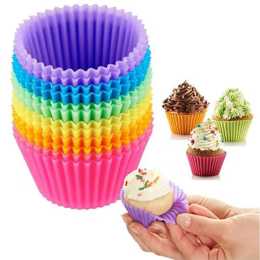 20pcs Round Cup Cake Silicone Baking Mould Cupcake Case DIY Bake Mold
