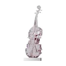 SOGA 75cm Transparent Crystal Violin Fiberglass Sculpture with Artificial Marble Base for Modern Home Decor